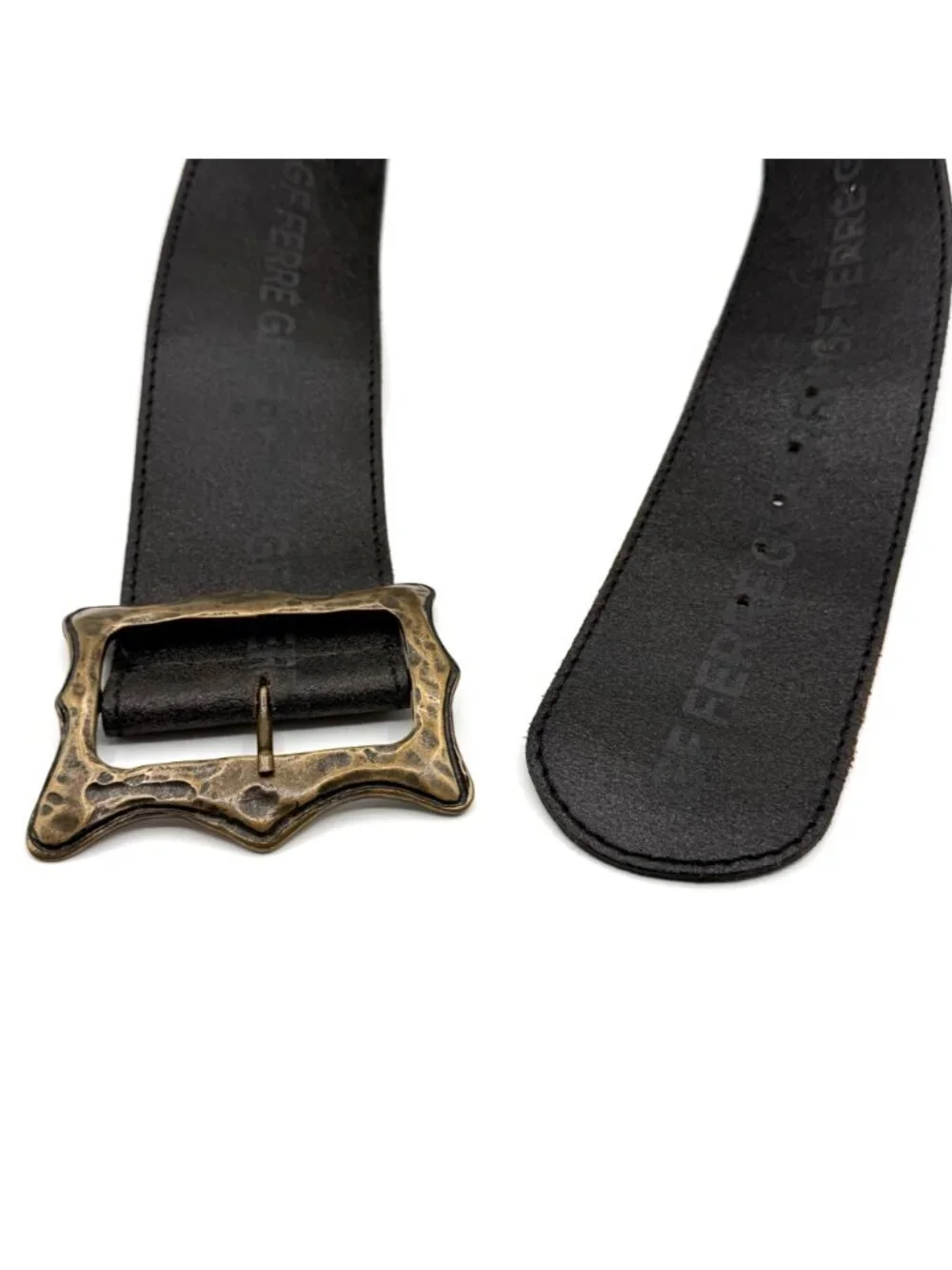 Gianfranco Ferre Italy Black 100% Genuine Leather Wide Waist Belt Size 90